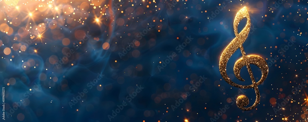 golden music note with blue bokeh background golden music note with blue bokeh background
