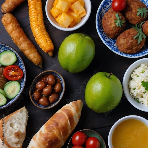 Top-Down View of Food Arrangement