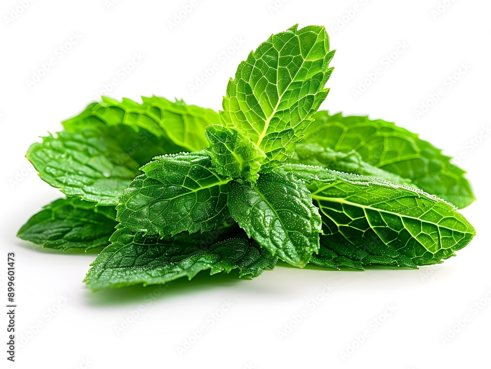 Freshly Harvested Mint or Melissa Leaves with Crisp Focus and Detailed Textures Freshly Harvested Mint or Melissa Leaves with Crisp Focus and Detailed Textures