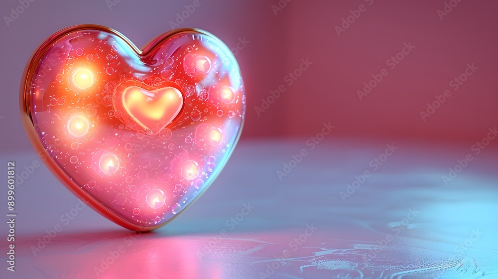 Fototapeta premium Glowing Heart with Bubbles.