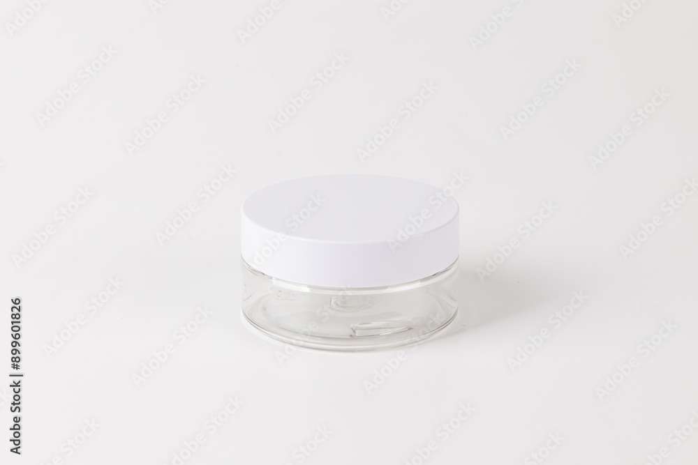 Transparent empty bottles on a white background Transparent empty bottles on a white background