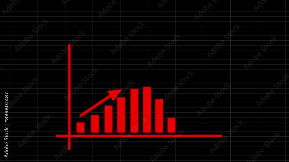 Animated growing arrow over graph bar. business graph. Business success bar chart. Animated growing arrow over graph bar. business graph. Business success bar chart.