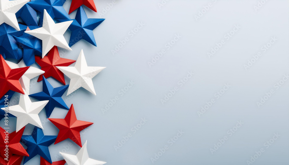 Red, white and blue star on blue background, Independence day or president election. America, USA Red, white and blue star on blue background, Independence day or president election. America, USA