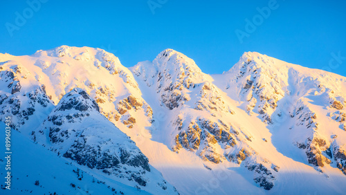 snow covered mountains in winter