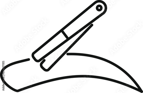 Nail nippers cutting a fingernail icon in trendy outline style