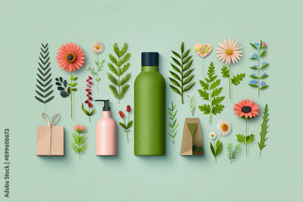 Discover a flat design illustration showcasing eco-friendly packaging and sustainable products, ideal for promoting green initiatives in your projects. Discover a flat design illustration showcasing eco-friendly packaging and sustainable products, ideal for promoting green initiatives in your projects.