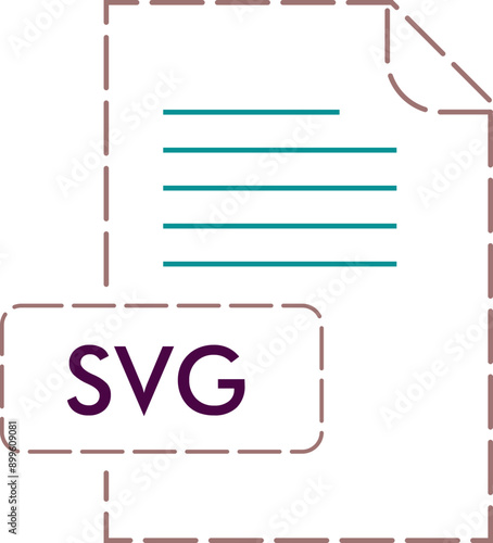 SVG File format icon rounded dashed outline