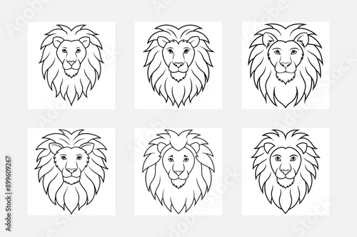 Fun Lion Line Art Set Perfect for Kids Coloring
 photo