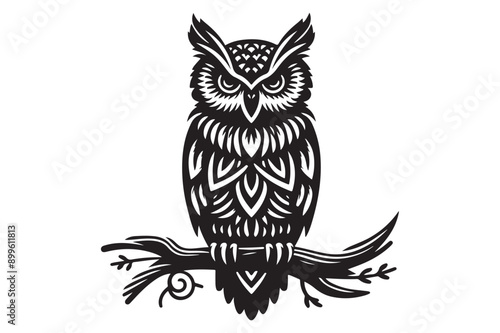 Owl silhouette set Vector illustration - Generative AI