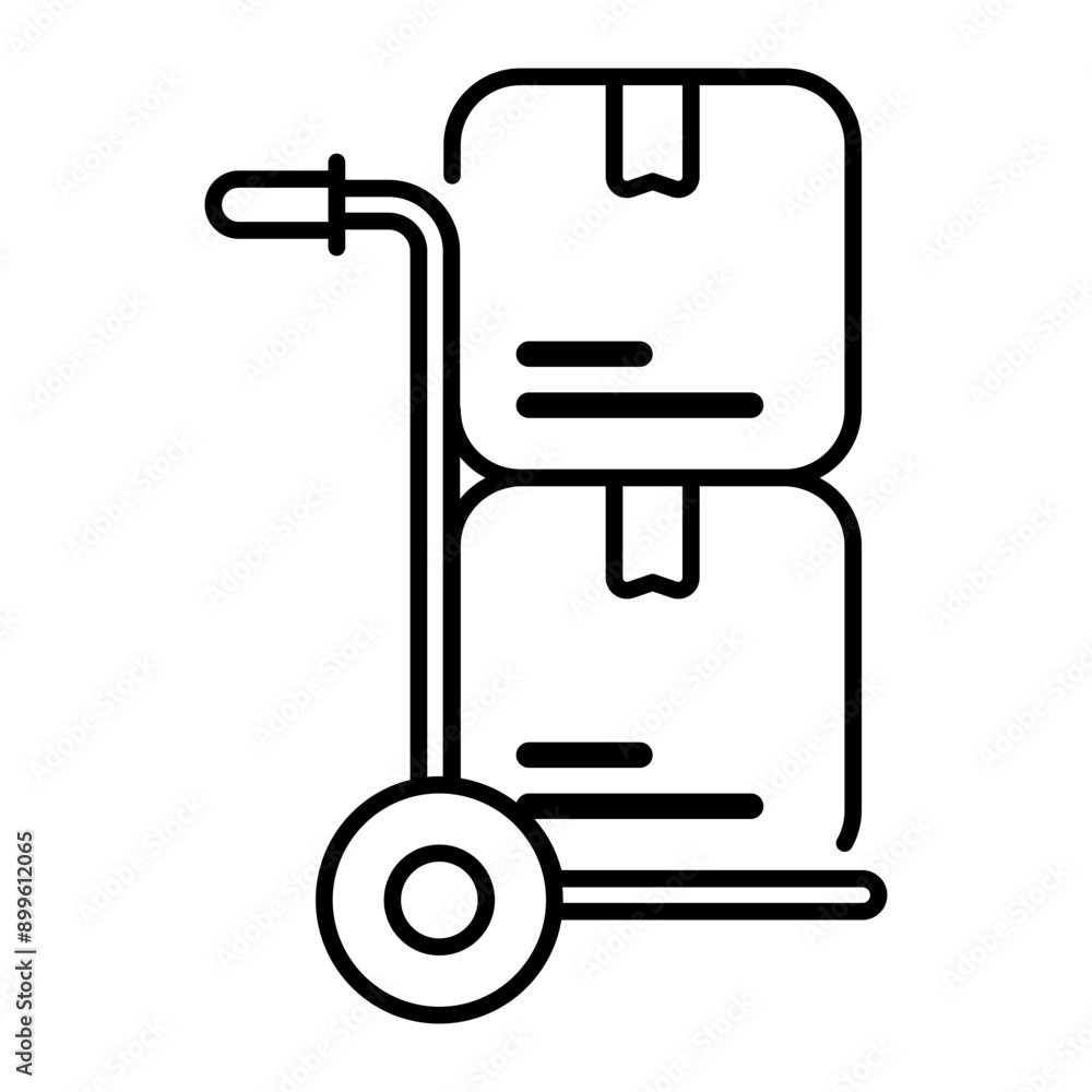Hand truck icon. Trolley, Cart, Hand truck, Loads, Warehouse, Logistics, Pushcart, Transport, boxes. Vector icon illustration Hand truck icon. Trolley, Cart, Hand truck, Loads, Warehouse, Logistics, Pushcart, Transport, boxes. Vector icon illustration