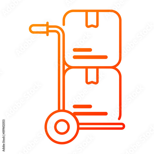 Hand truck icon. Trolley, Cart, Hand truck, Loads, Warehouse, Logistics, Pushcart, Transport, boxes. Vector icon illustration