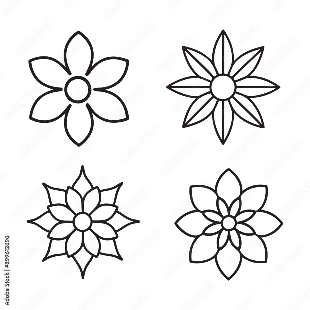 Obraz premium Elegant Line Art Floral Designs - Simple and Intricate Flower Patterns.