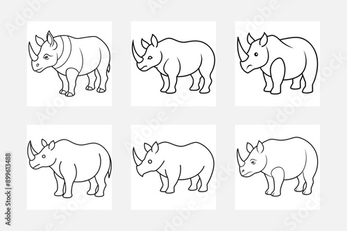 Engaging Rhino Line Art Designs for Kids Coloring
 photo