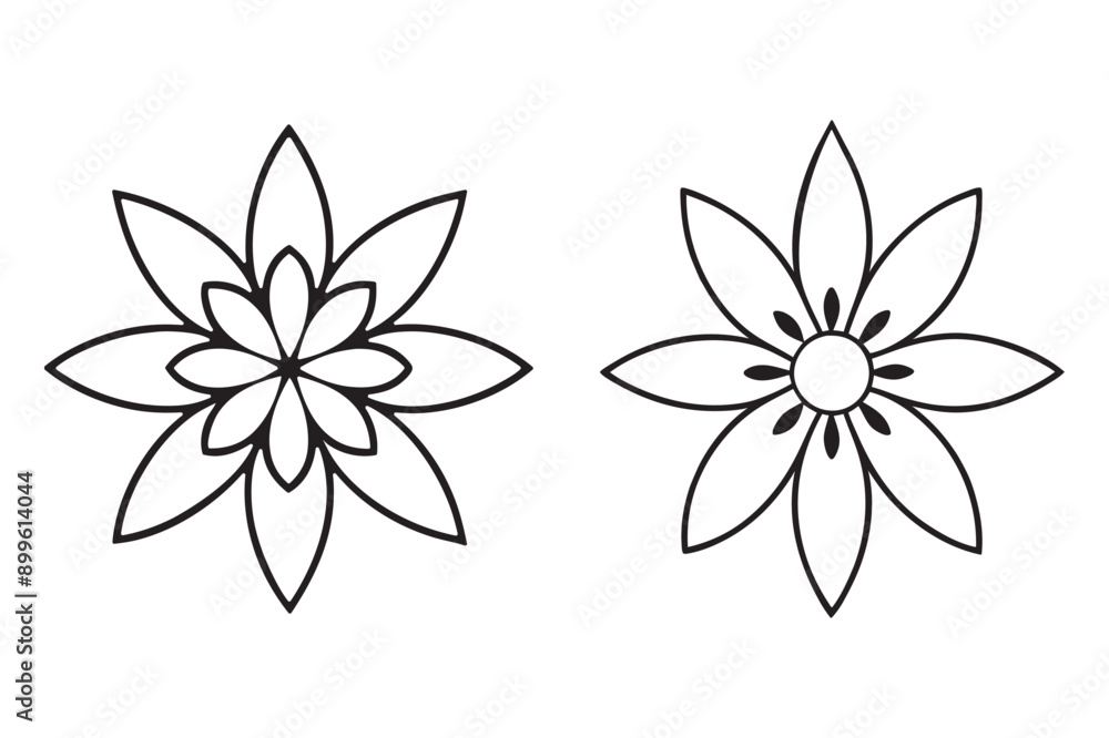 Fototapeta premium Beautiful Line Art Floral Patterns - Simple and Elegant Flower Design.