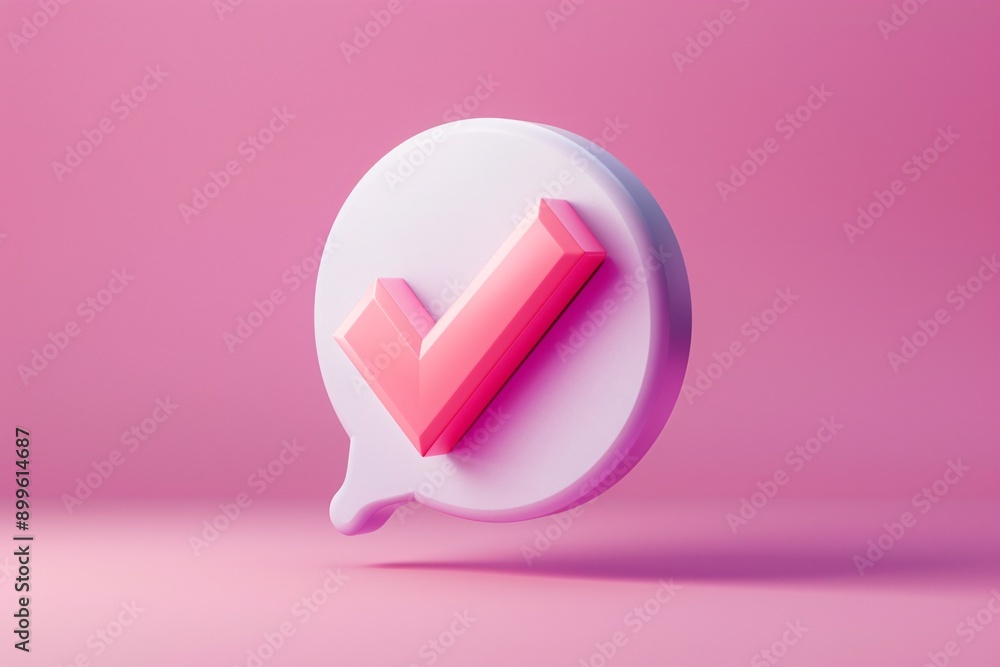 3D symbol of approval on speech bubbles, ideal pick for successful tick, confirm and approve on request. Select symbol with shading, 3D visualization artwork. 3D symbol of approval on speech bubbles, ideal pick for successful tick, confirm and approve on request. Select symbol with shading, 3D visualization artwork.