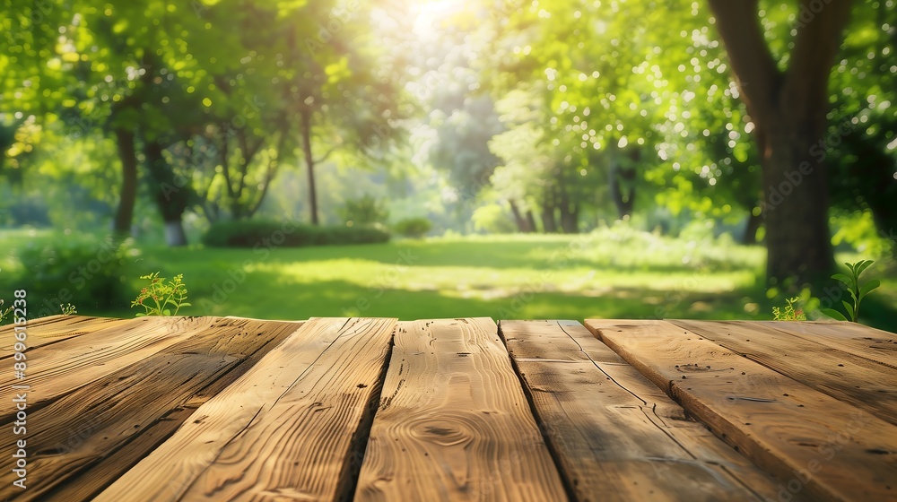 Wooden Plank in a Sunlit Forest Wooden Plank in a Sunlit Forest
