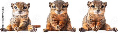 Three Adorable Squirrel Babies Sitting Together in a Natural Setting During the Daytime