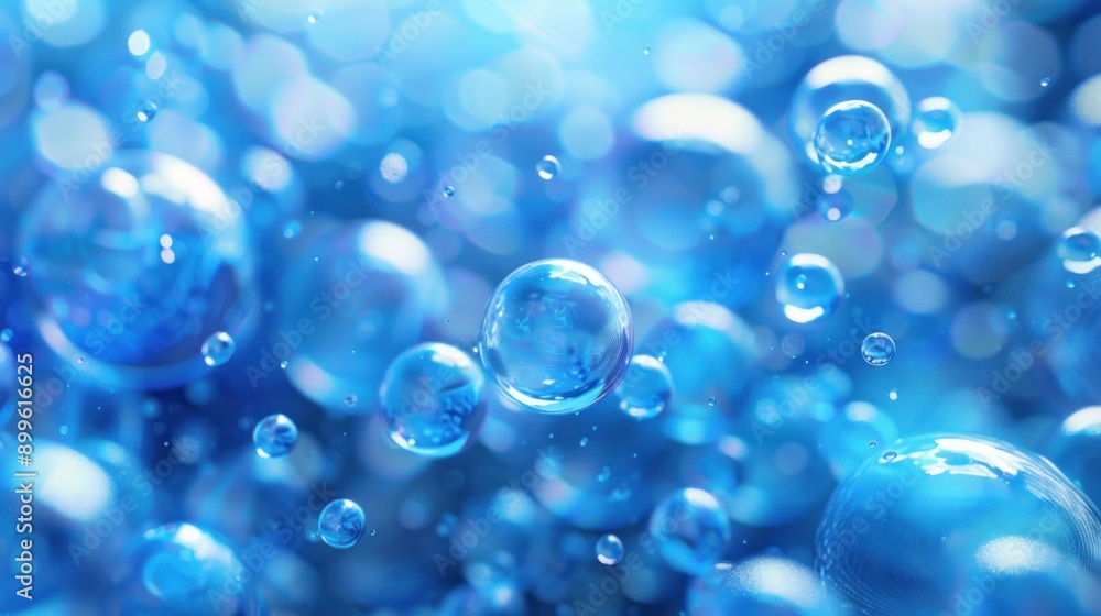 A close up of many blue spheres. The spheres are all different sizes and are scattered throughout the image. The image has a dreamy, ethereal quality to it, as if the spheres are floating in mid-air A close up of many blue spheres. The spheres are all different sizes and are scattered throughout the image. The image has a dreamy, ethereal quality to it, as if the spheres are floating in mid-air