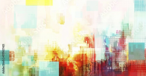 Abstract Colorful Cityscape with Geometric Patterns