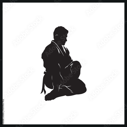 Brazilian Jiu-Jitsu silhouette vector illustration 