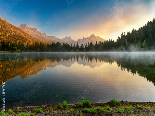 sunset over the lake
