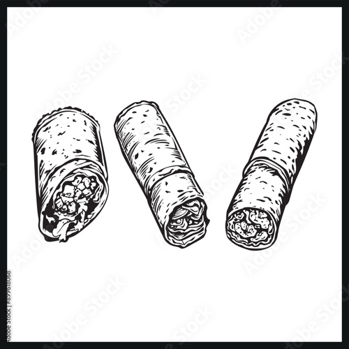 Burrito silhouette, Mexican snack silhouette
