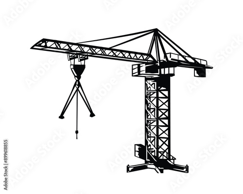 Black and white construction silhouette on white background