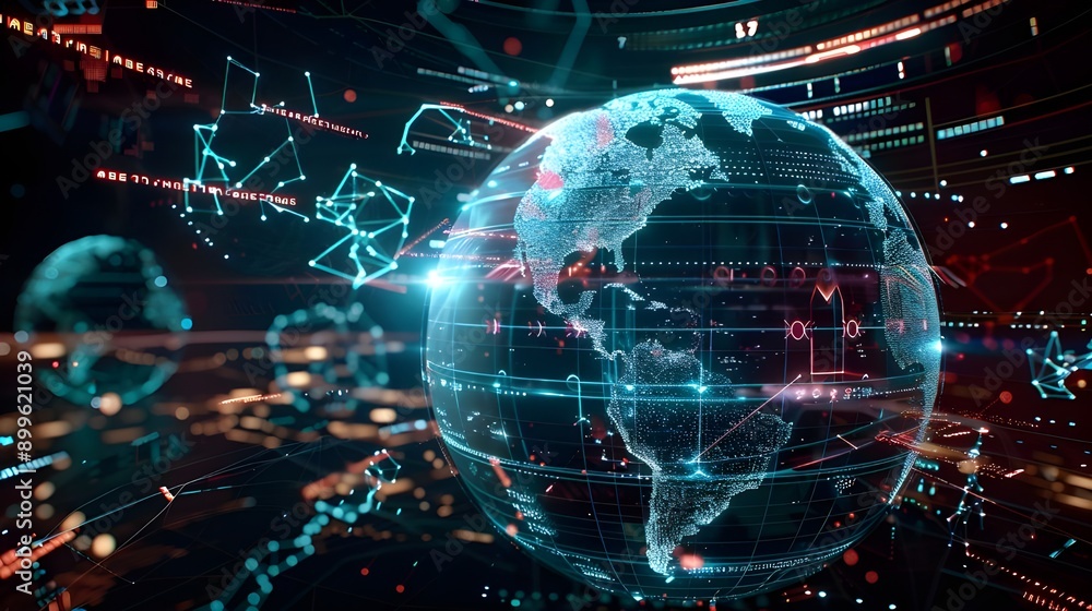 A futuristic visualization of Earth with digital blue and white data streams and nodes, illustrating advanced communication and networking technology encircling the globe.
A futuristic visualization of Earth with digital blue and white data streams and nodes, illustrating advanced communication and networking technology encircling the globe.