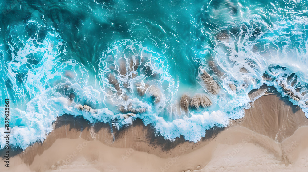 Overhead photo of crashing waves on the shoreline beach. Tropical beach surf. Abstract aerial ocean view Overhead photo of crashing waves on the shoreline beach. Tropical beach surf. Abstract aerial ocean view