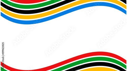 Colored Olympic Games rainbow wavy lines flag symbol isolated