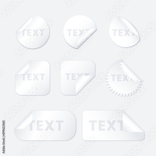 Set of realistic paper sticker collection design elements