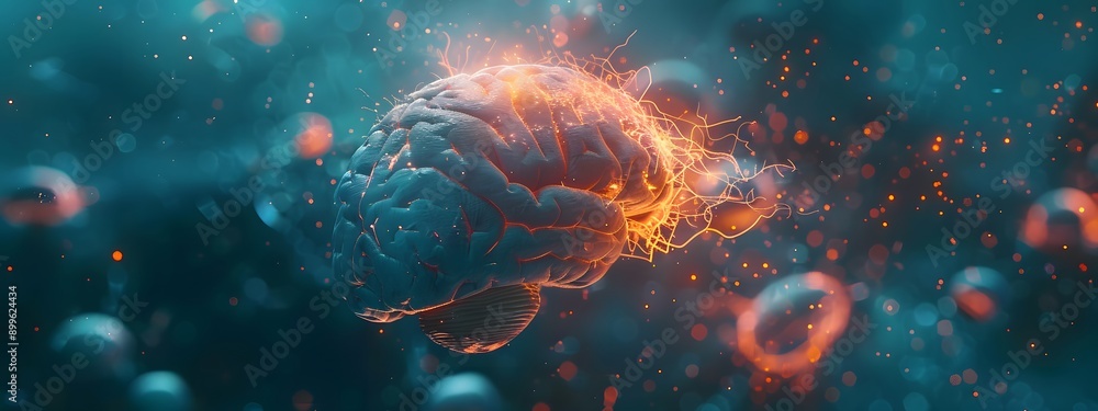 Illuminating the Mind. Futuristic brain activity concept Illuminating the Mind. Futuristic brain activity concept