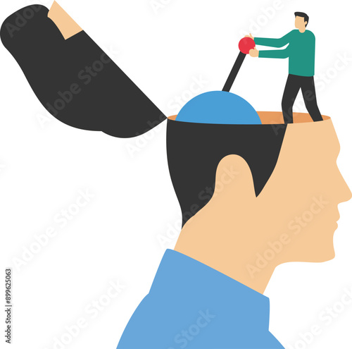 shifting or switch gear on human brain.flat vector illustration.

