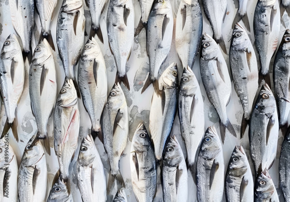 Fototapeta premium Silver Fish with Red Tails on White Background