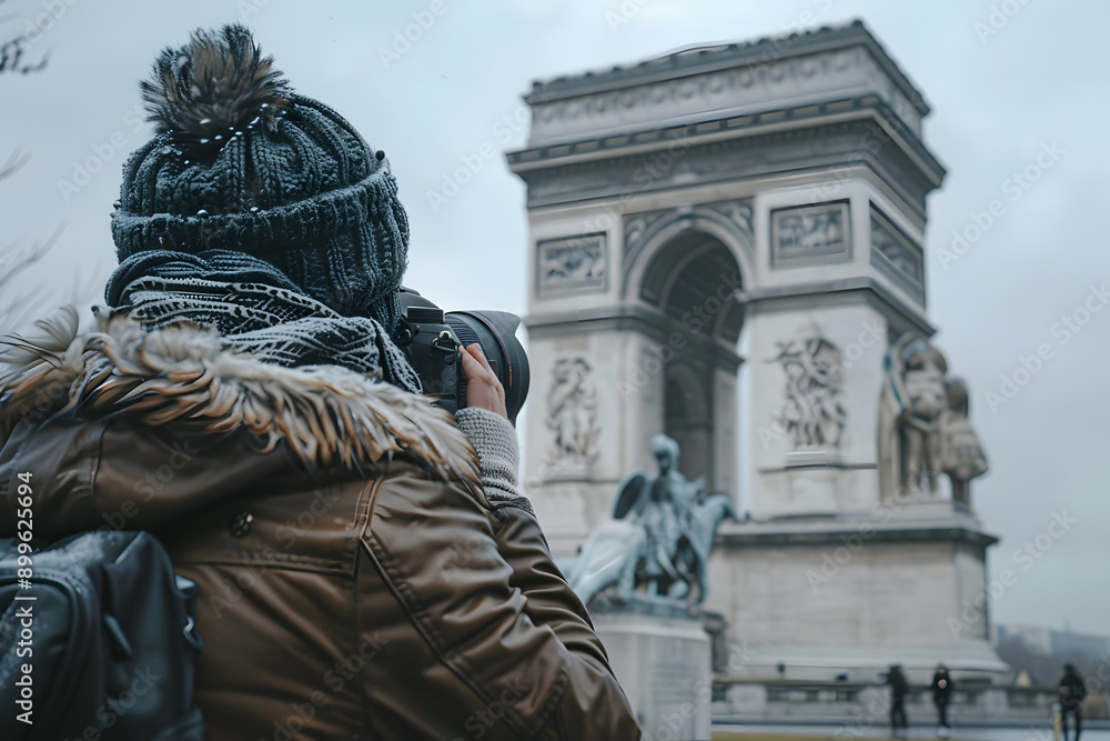 A person on a trip taking a photo of a unique monument A person on a trip taking a photo of a unique monument