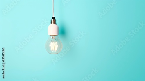 Light bulb on blue background. Concept of idea, innovation and creativity.