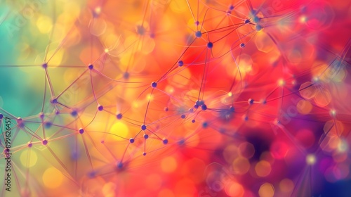 A vibrant and abstract digital landscape with interconnected nodes and glowing orange and red particles, symbolizing intense energy and connectivity within a network.