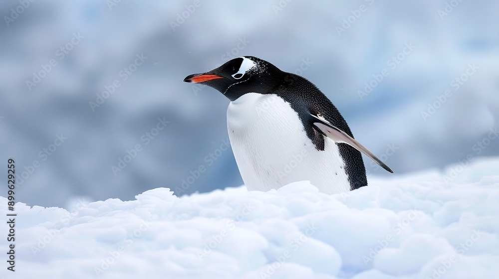 Fototapeta premium penguin in snow 