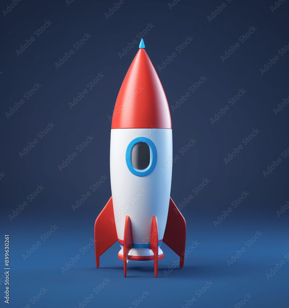 3D startup space rocket launch isolated in dark blue background, flying taking off rocket 3D startup space rocket launch isolated in dark blue background, flying taking off rocket