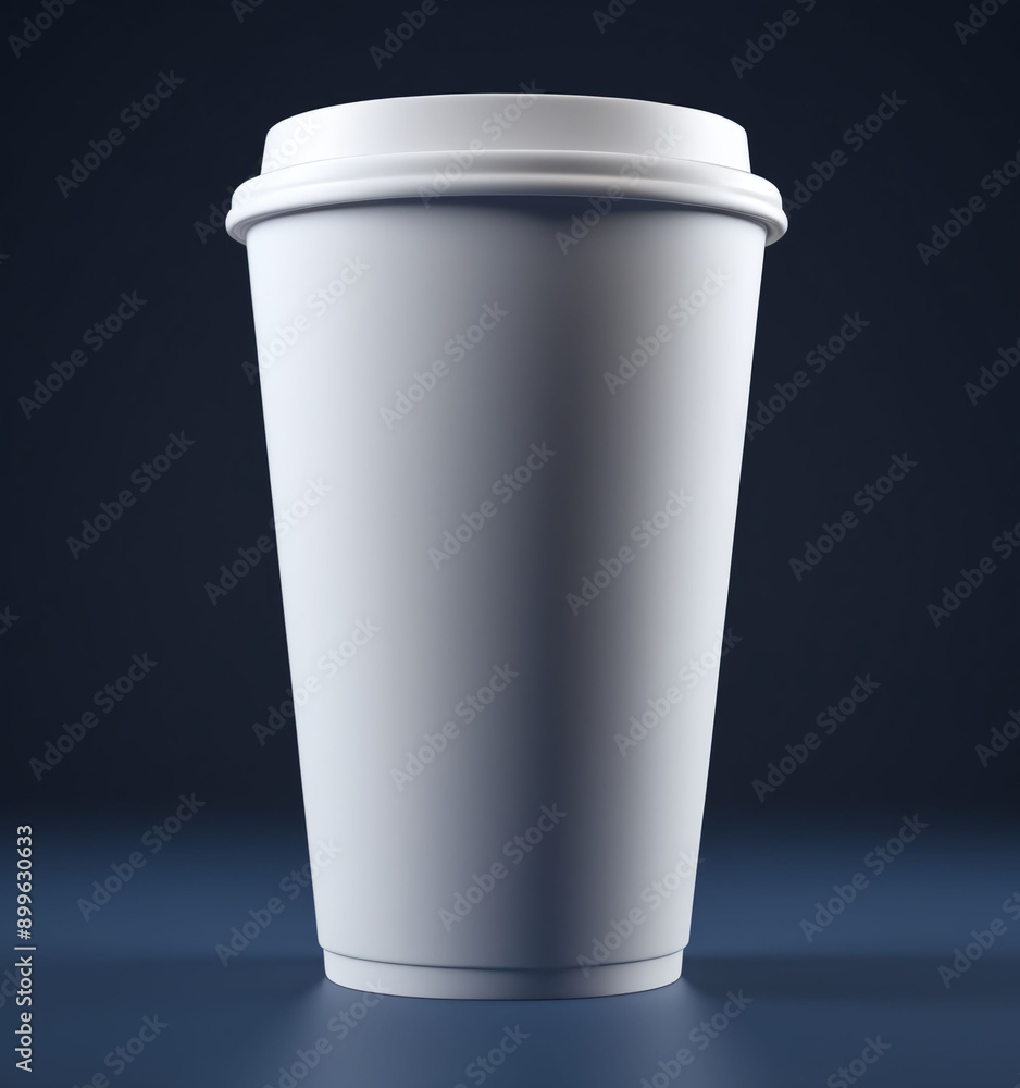 Blank white and dark blue takeaway coffee cups, isolated in dark blue background, mockup or mock up template Blank white and dark blue takeaway coffee cups, isolated in dark blue background, mockup or mock up template