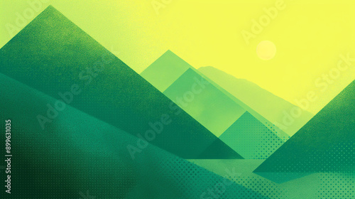 Green mountains landscape poster style background design