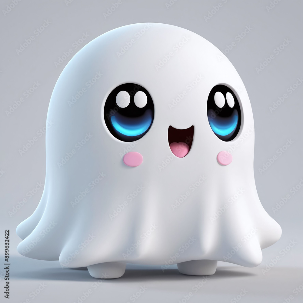 3D rendering of a cute adorable and friendly ghost character. The ghost is white in simple minimalist design. 3D rendering of a cute adorable and friendly ghost character. The ghost is white in simple minimalist design.