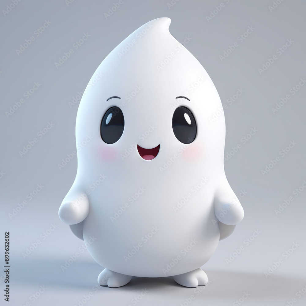 3D rendering of a cute adorable and friendly ghost character. The ghost is white in simple minimalist design. 3D rendering of a cute adorable and friendly ghost character. The ghost is white in simple minimalist design.