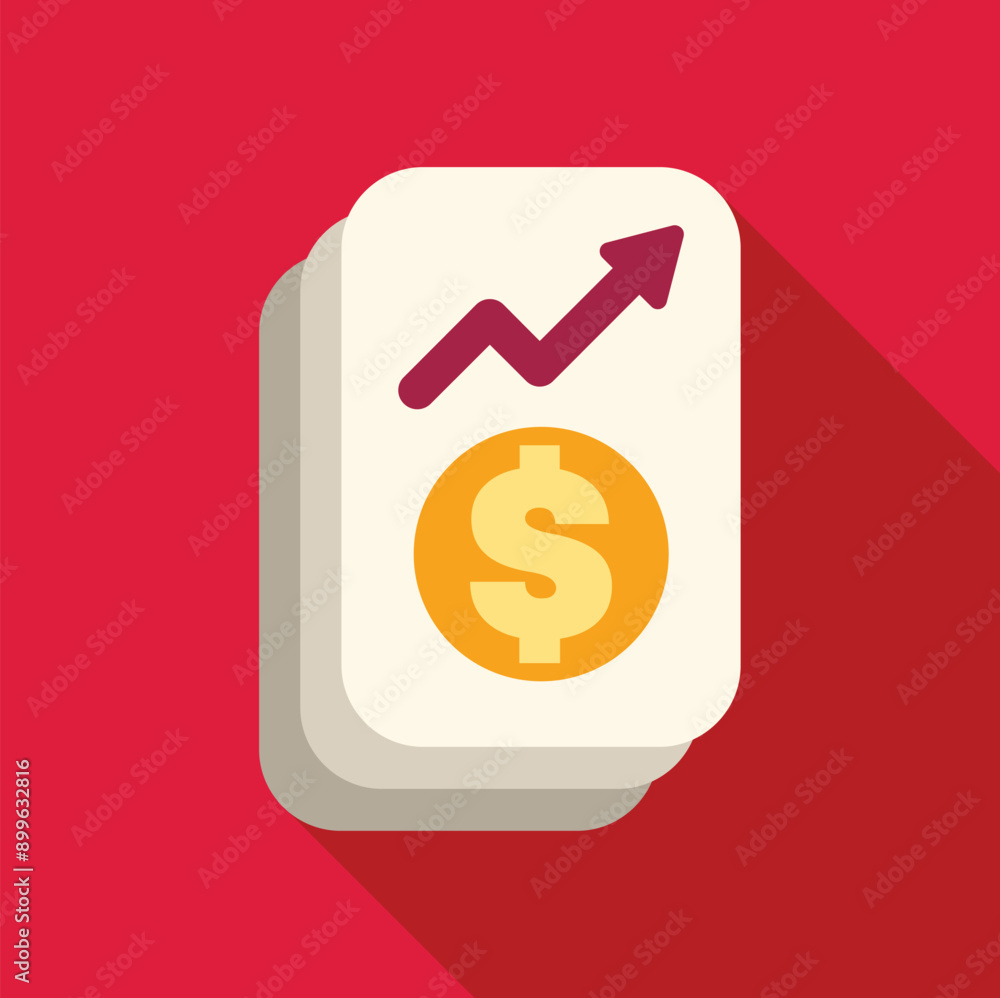 Document displaying an upward trending arrow over a dollar sign representing positive financial results Document displaying an upward trending arrow over a dollar sign representing positive financial results