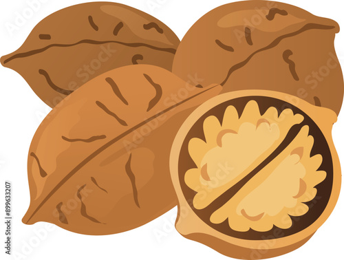 three nuts, and one nut open