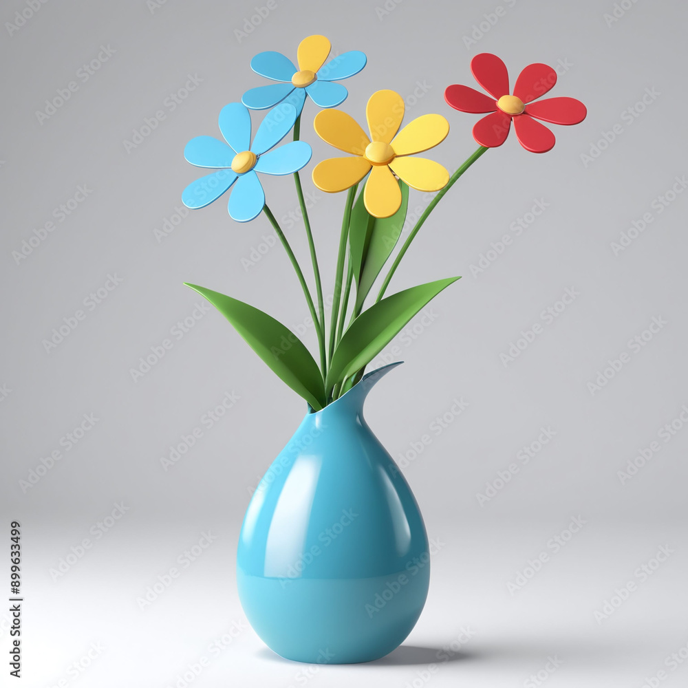 Simple 3d cartoon flowers buds. Plastic floral element, plasticine summer and spring nature object. Simple 3d cartoon flowers buds. Plastic floral element, plasticine summer and spring nature object.