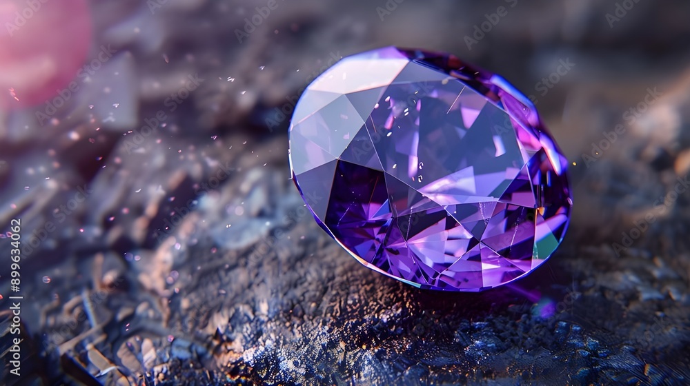 Deep purple amethyst with dynamic faceting and a luminous glow. Deep purple amethyst with dynamic faceting and a luminous glow.