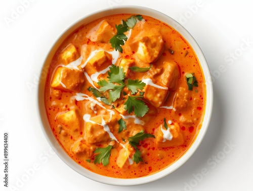 Top view of tikka masala on white background 1