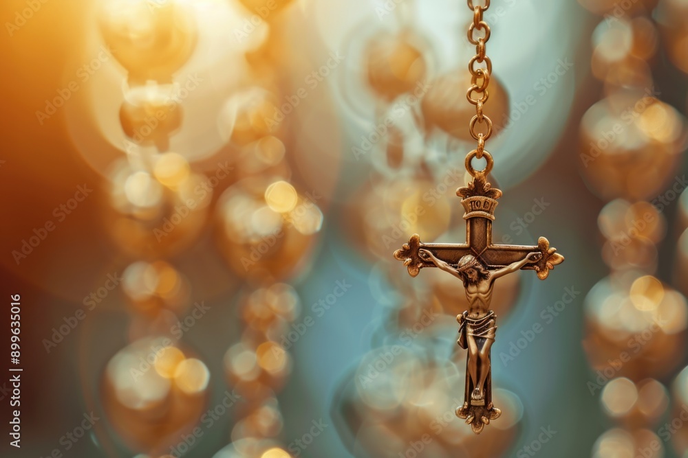 Soft Focus Close-up of Rosary with Cross, Symbol of Faith and Prayer Soft Focus Close-up of Rosary with Cross, Symbol of Faith and Prayer