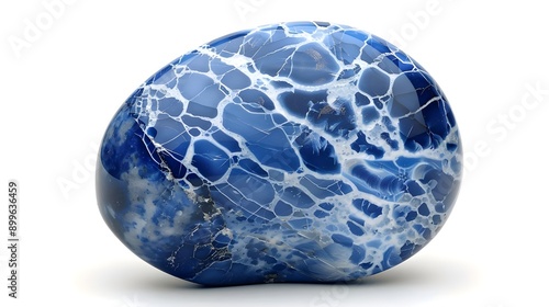 Abstract close-up of a blue gemstone featuring a unique, web-like internal texture, emphasizing the complexity and beauty of its natural crystal structure.